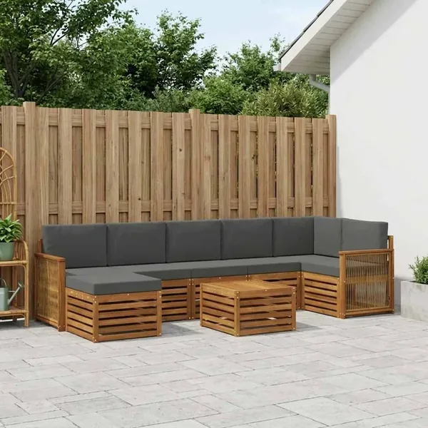 Ensemble de canapés d'extérieur 7 pcs Naturel et Anthracite