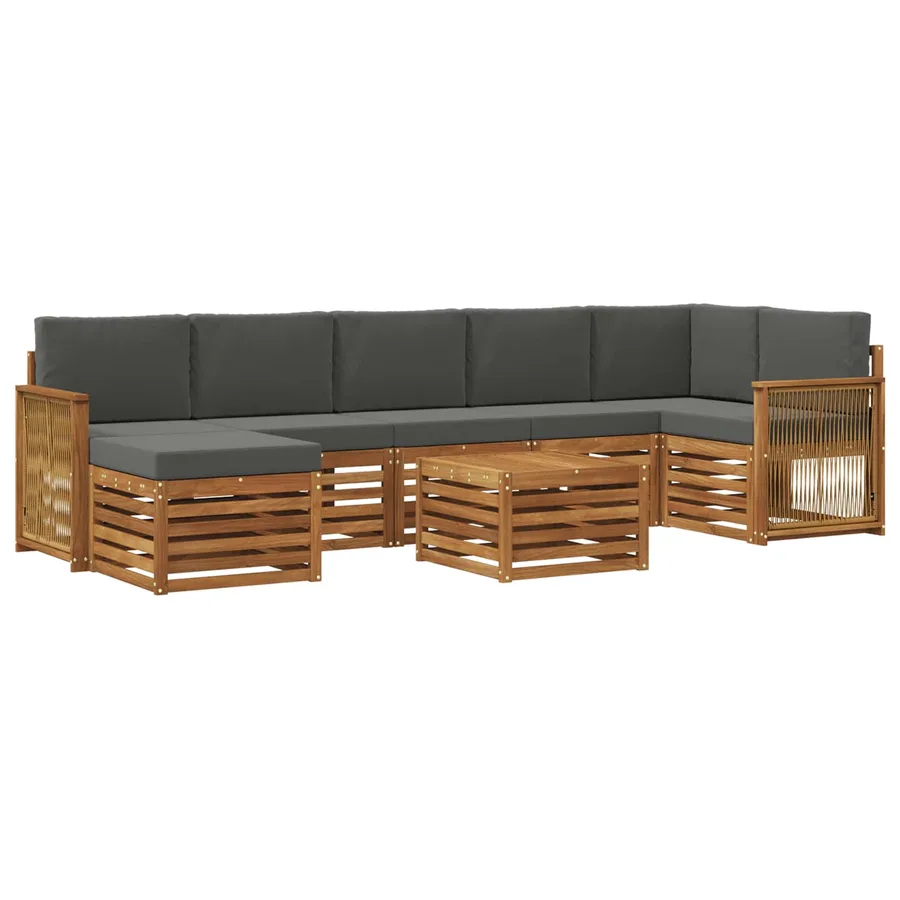 Ensemble de canapés d'extérieur 7 pcs Naturel et Anthracite - 2