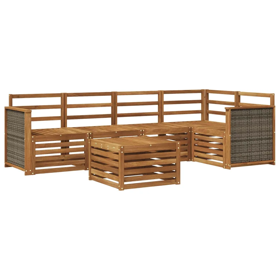 Ensemble de canapé d'angle 5 pcs Naturel Bois d'Acacia Massif - 2