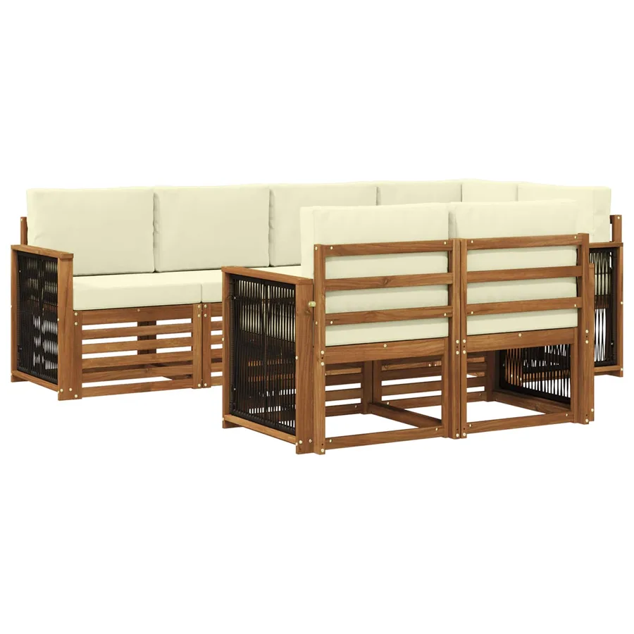 Ensemble de canapé d'angle avec coussin 6 pcs Naturel et Crème - 2