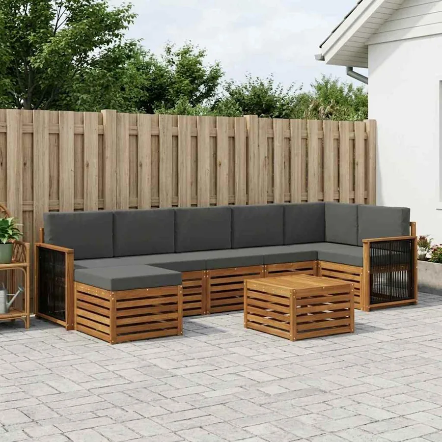 Ensemble de canapés d'extérieur 7 pcs Naturel et Anthracite