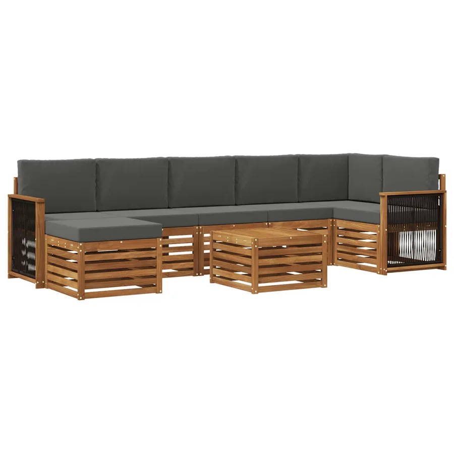 Ensemble de canapés d'extérieur 7 pcs Naturel et Anthracite - 2