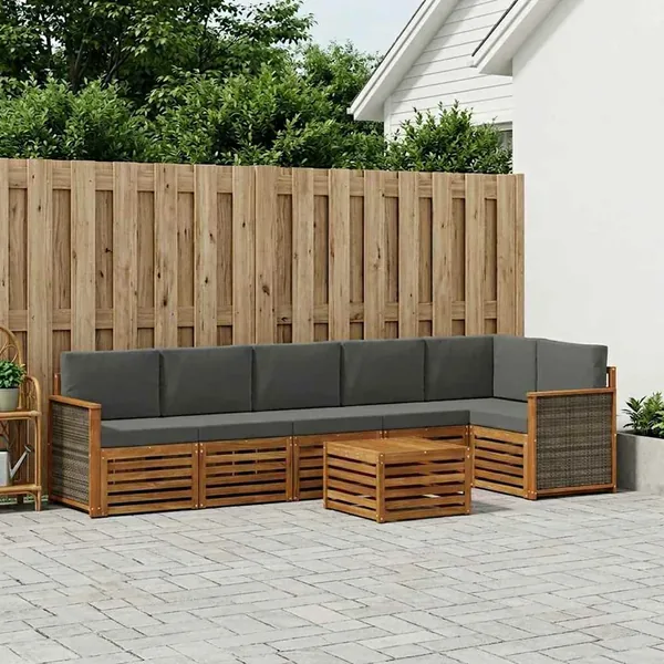 Ensemble de canapé d'angle 6 pcs Naturel et Anthracite