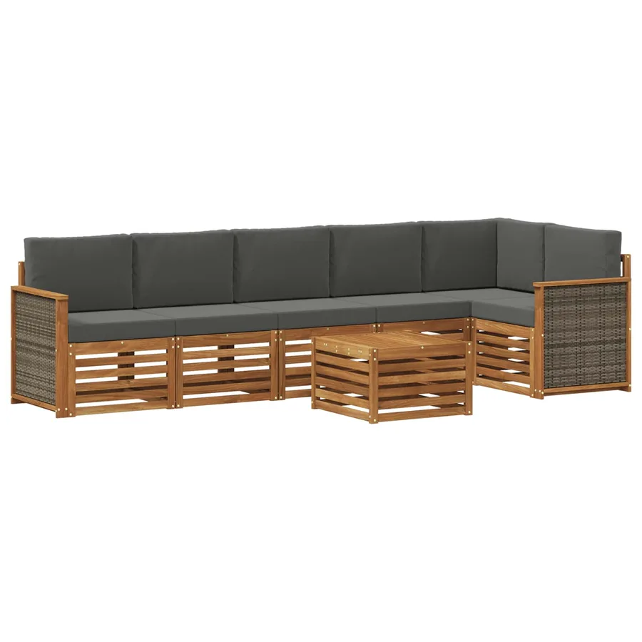 Ensemble de canapé d'angle 6 pcs Naturel et Anthracite - 2
