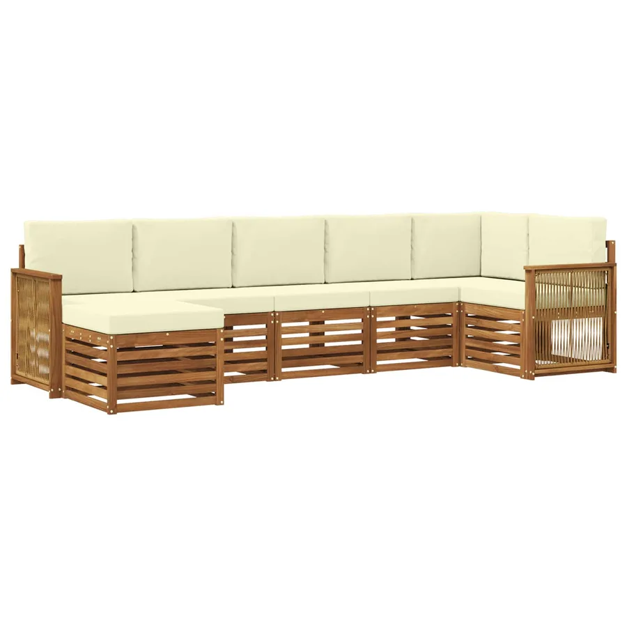 Ensemble de canapé d'angle avec coussin 6 pcs Naturel et Crème - 2