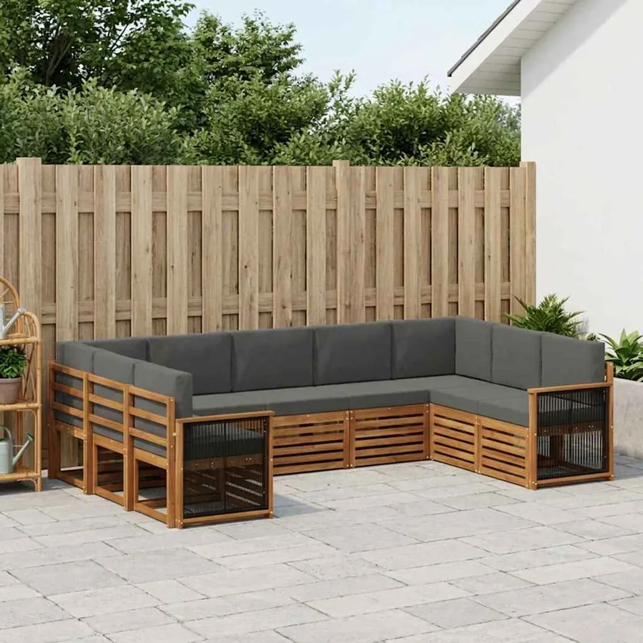 Ensemble de canapé d'angle 7 pcs Naturel et Anthracite