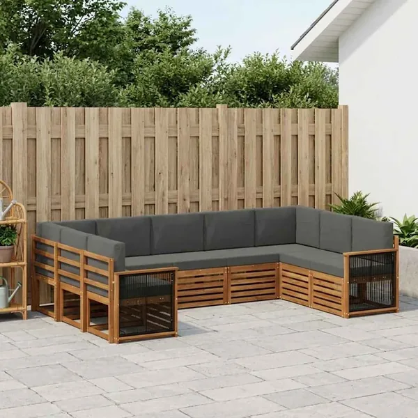 Ensemble de canapé d'angle 7 pcs Naturel et Anthracite