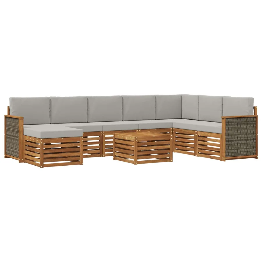Ensemble de canapés d'extérieur 7 pcs Naturel et gris clair - 2