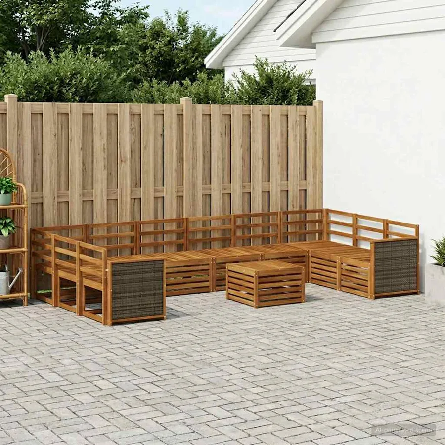 Ensemble de canapés d'extérieur 8 pcs Naturel