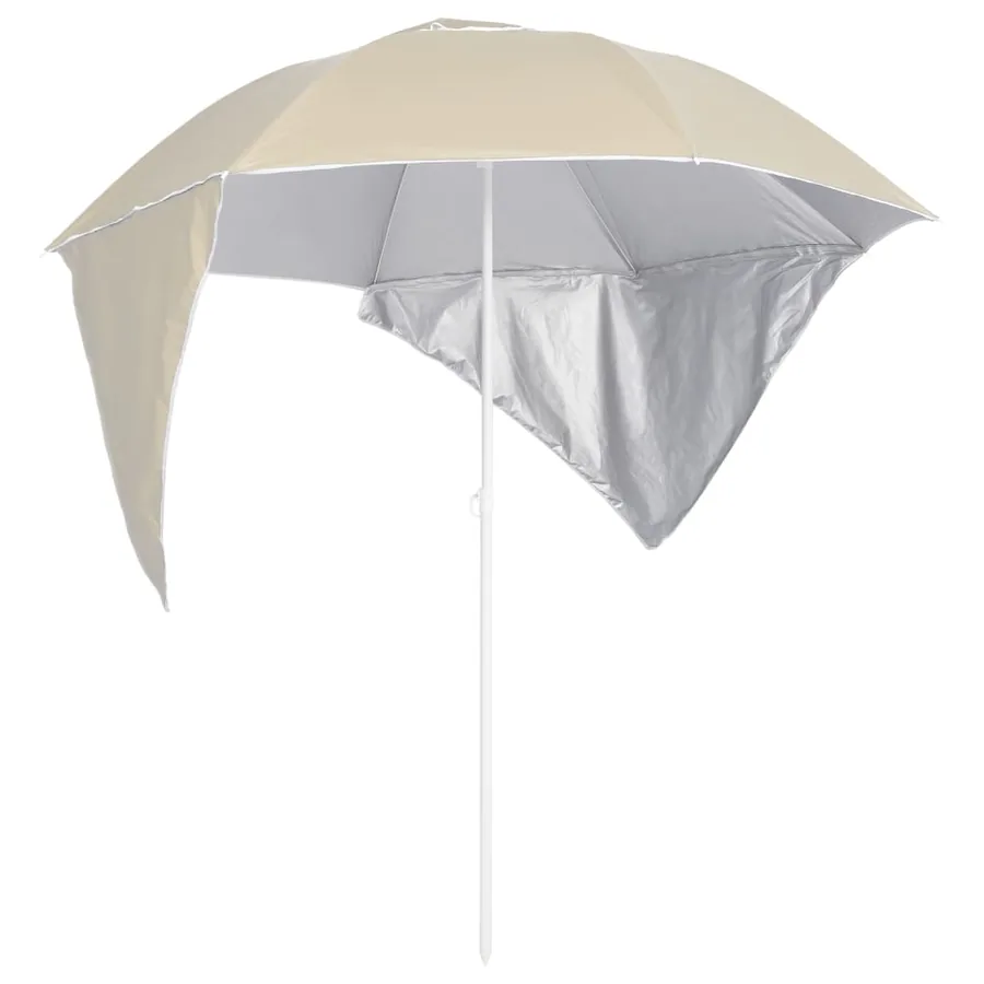 Parasol de plage avec parois latérales sable 215 cm