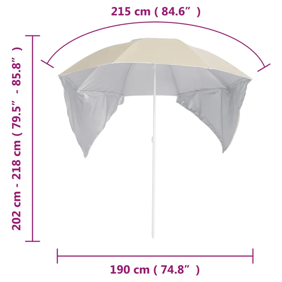 Parasol de plage avec parois latérales sable 215 cm - 9