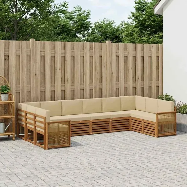 Ensemble de canapé d'angle avec coussin 7 pcs Naturel