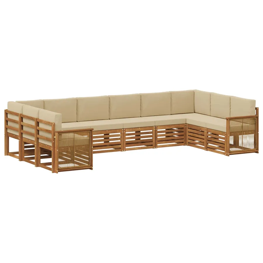 Ensemble de canapé d'angle avec coussin 7 pcs Naturel - 2