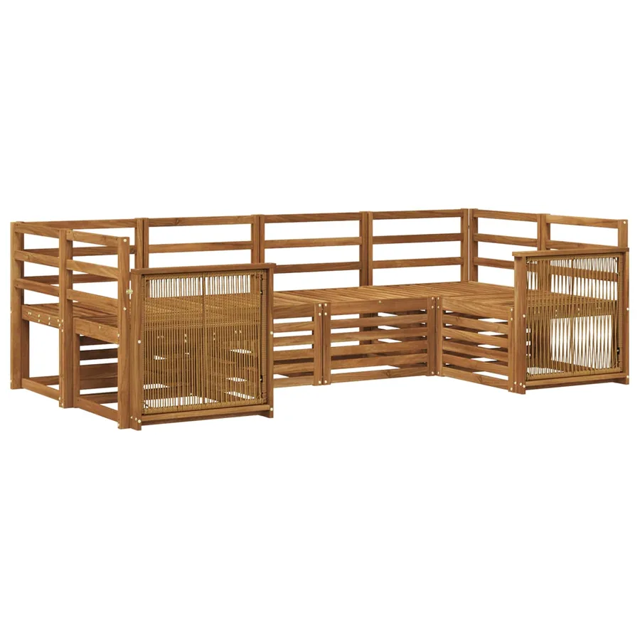 Ensemble de canapé d'angle 5 pcs Naturel Bois d'Acacia Massif - 2