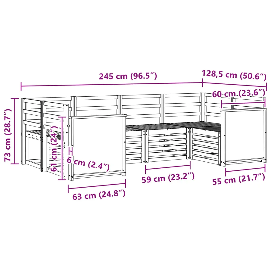 Ensemble de canapé d'angle 5 pcs Naturel Bois d'Acacia Massif - 6