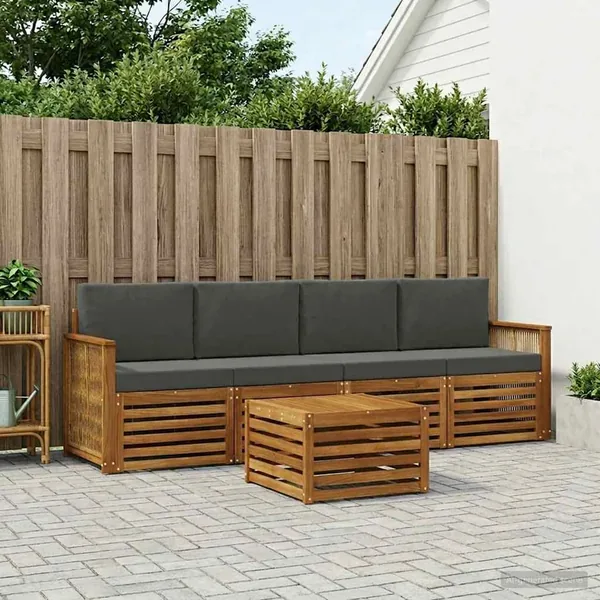 Ensemble de canapés d'extérieur 5 pcs Naturel et Anthracite