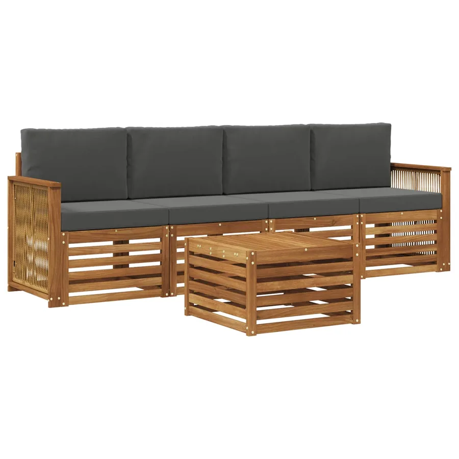 Ensemble de canapés d'extérieur 5 pcs Naturel et Anthracite - 2