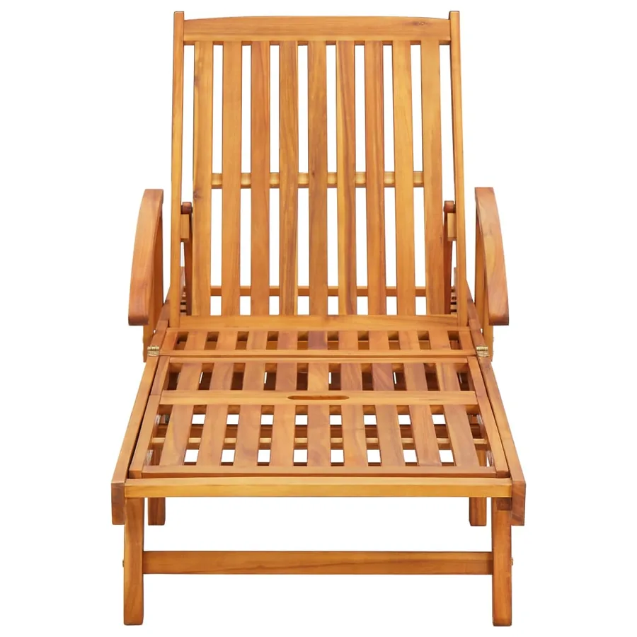 Chaises longues lot de 2 avec coussins Bois d'acacia solide - 3
