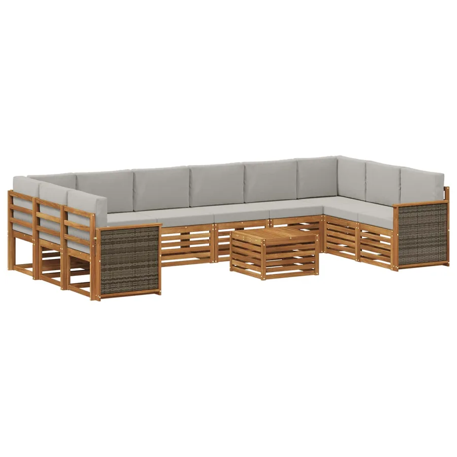Ensemble de canapés d'extérieur 8 pcs Naturel et gris clair - 2
