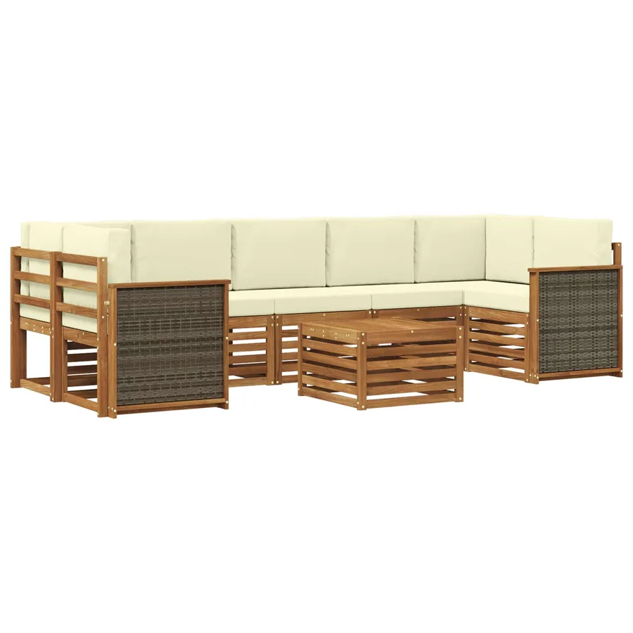 Ensemble de canapés d'extérieur 8 pcs Naturel et Crème - 2