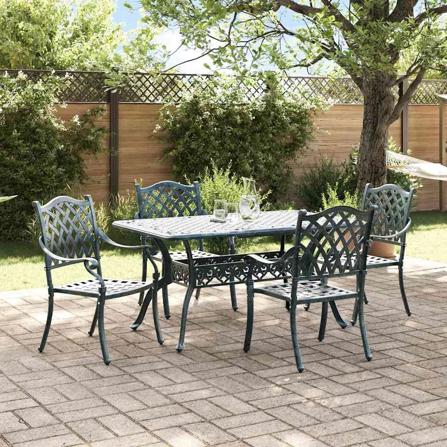 Ensemble de salle à manger pour jardin 5 pcs Vert Aluminium