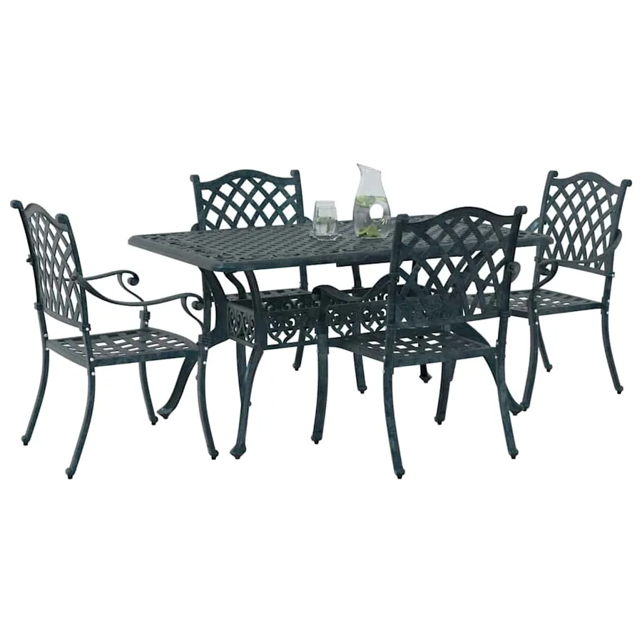 Ensemble de salle à manger pour jardin 5 pcs Vert Aluminium - 3