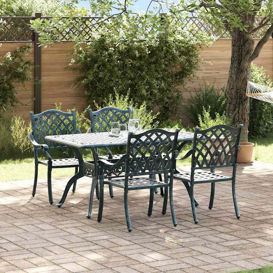 Ensemble de salle à manger pour jardin 5 pcs Vert Aluminium - 4