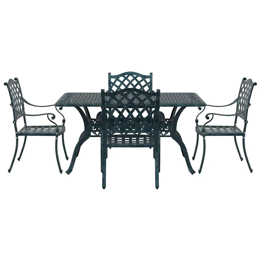 Ensemble de salle à manger pour jardin 5 pcs Vert Aluminium - 7