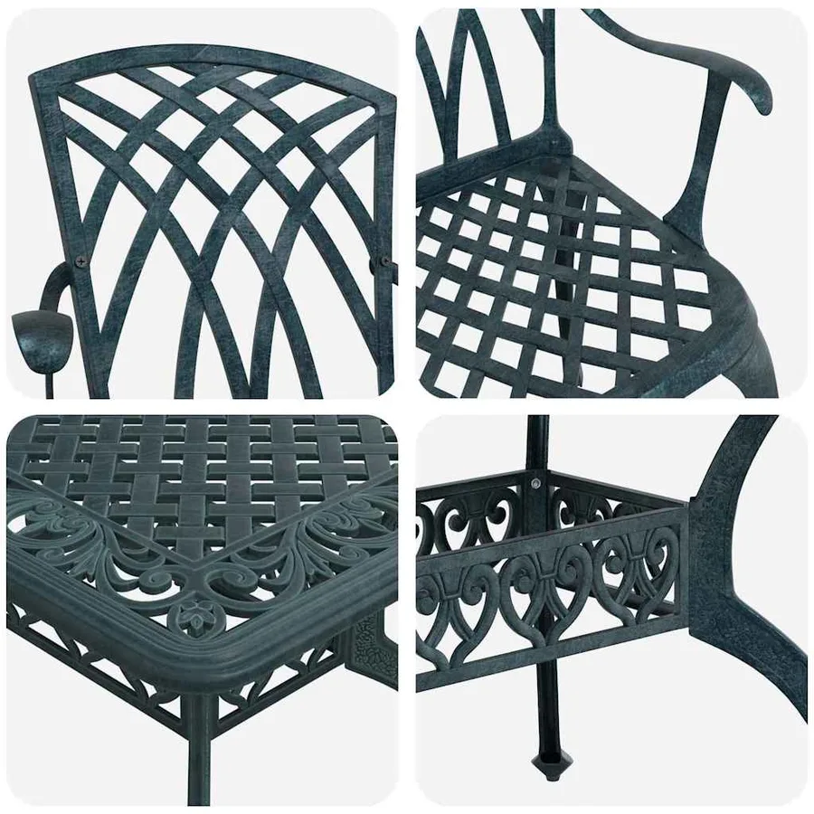 Ensemble de salle à manger pour jardin 7 pcs Vert Aluminium - 11