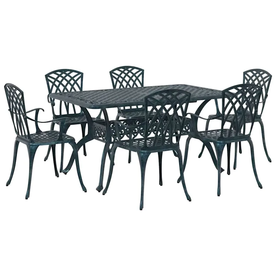 Ensemble de salle à manger pour jardin 7 pcs Vert Aluminium - 2