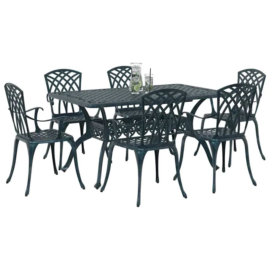 Ensemble de salle à manger pour jardin 7 pcs Vert Aluminium - 3