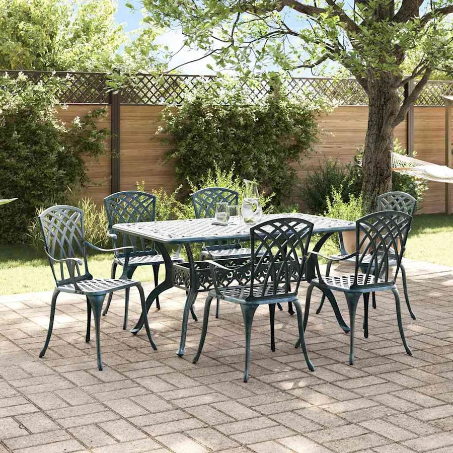 Ensemble de salle à manger pour jardin 7 pcs Vert Aluminium - 4