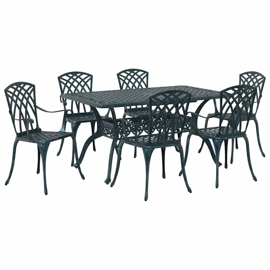 Ensemble de salle à manger pour jardin 7 pcs Vert Aluminium - 5