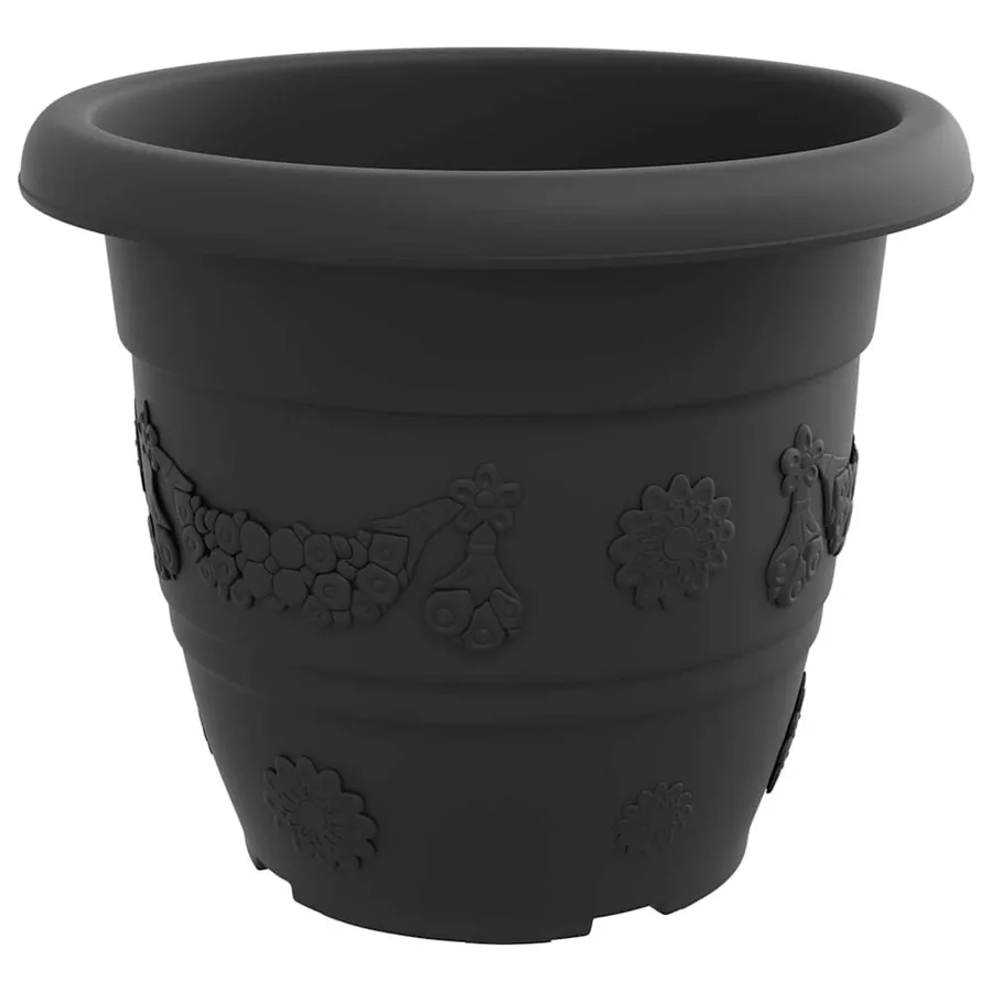 Pot à fleurs rond 6 pcs Noir Ø 34 x 28 cm Plastique - 5