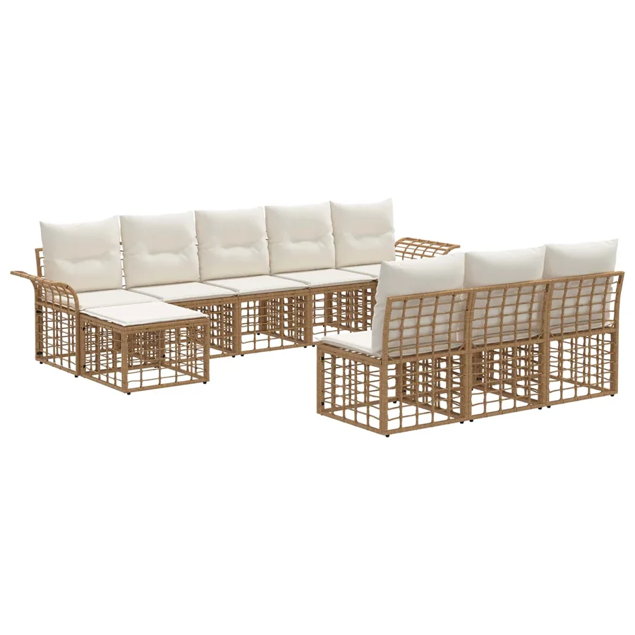 Ensemble de canapés d'extérieur 9 pcs Blanc Naturel et Crème - 2
