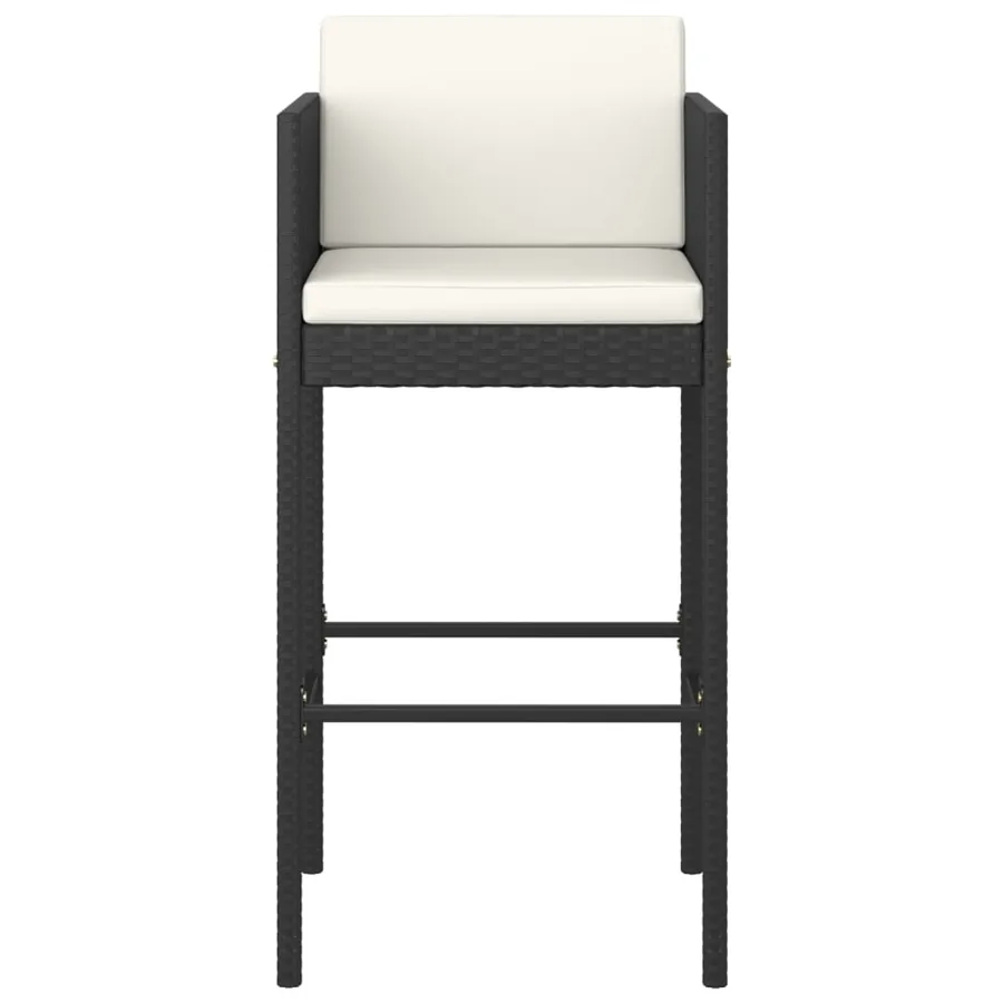 Ensemble de bar de jardin 5 pcs et coussins Résine tressée Noir - 4