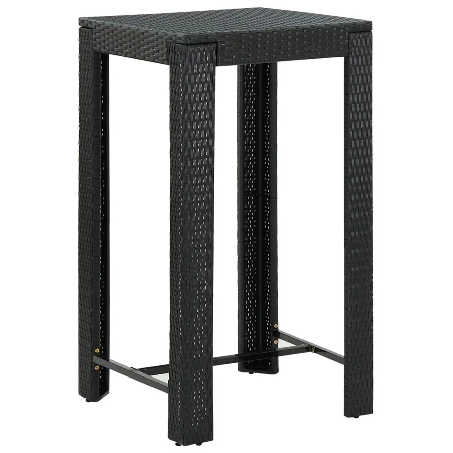 Ensemble de bar de jardin 5 pcs et coussins Résine tressée Noir - 6