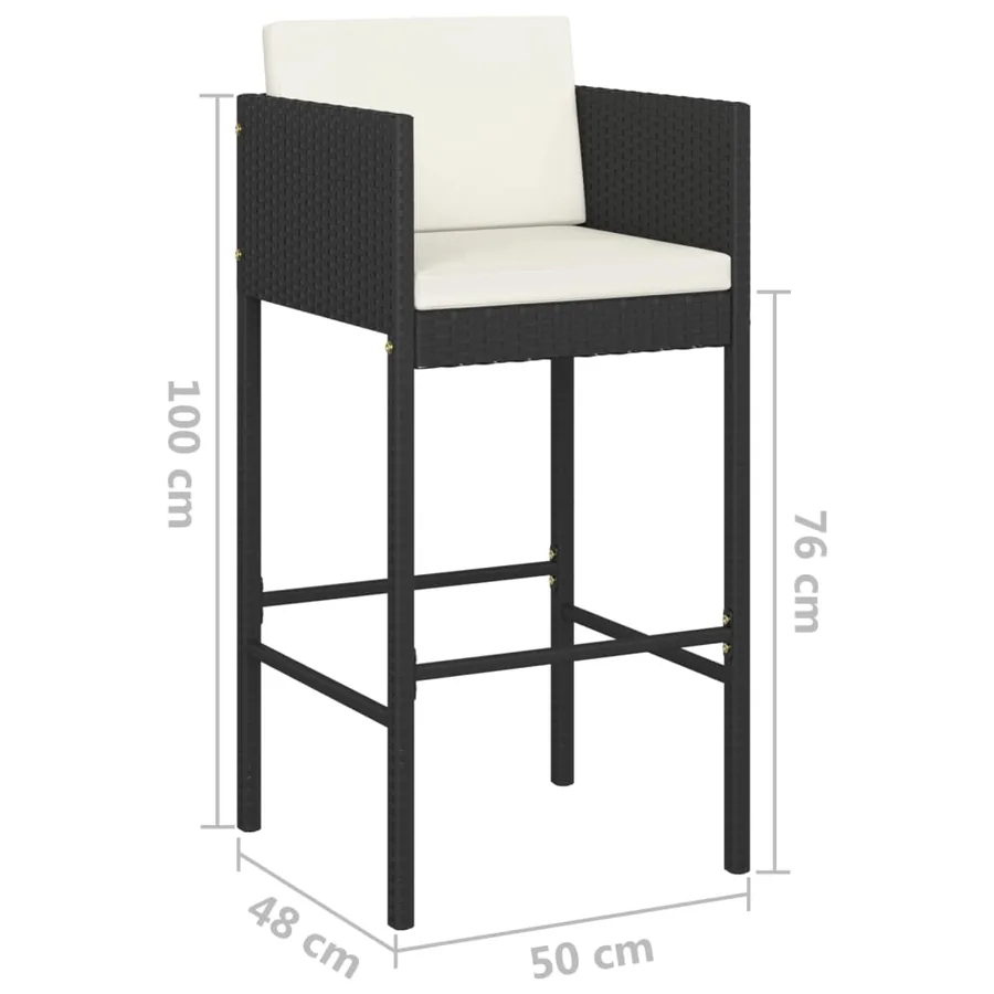 Ensemble de bar de jardin 5 pcs et coussins Résine tressée Noir - 8
