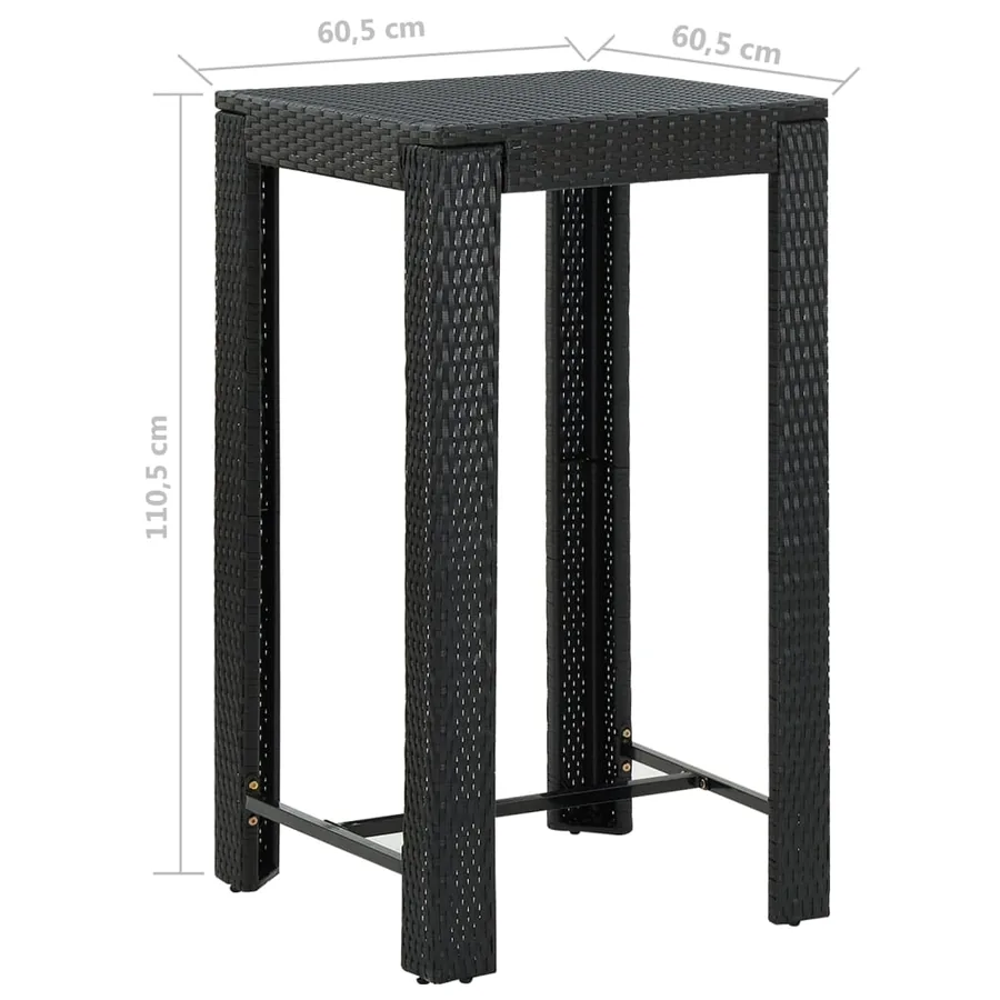 Ensemble de bar de jardin 5 pcs et coussins Résine tressée Noir - 9