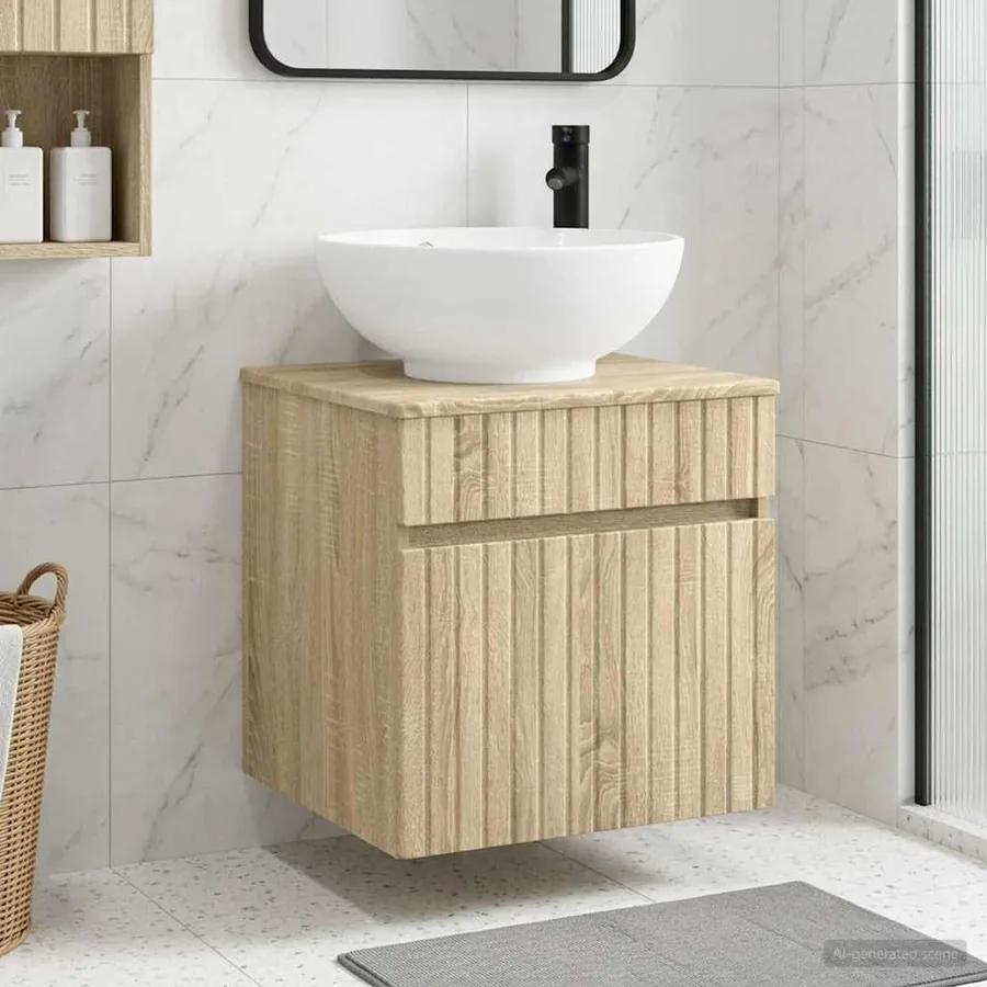 Meuble de lavabo mural Chêne Sonoma 49 x 44,5 x 66,5 cm