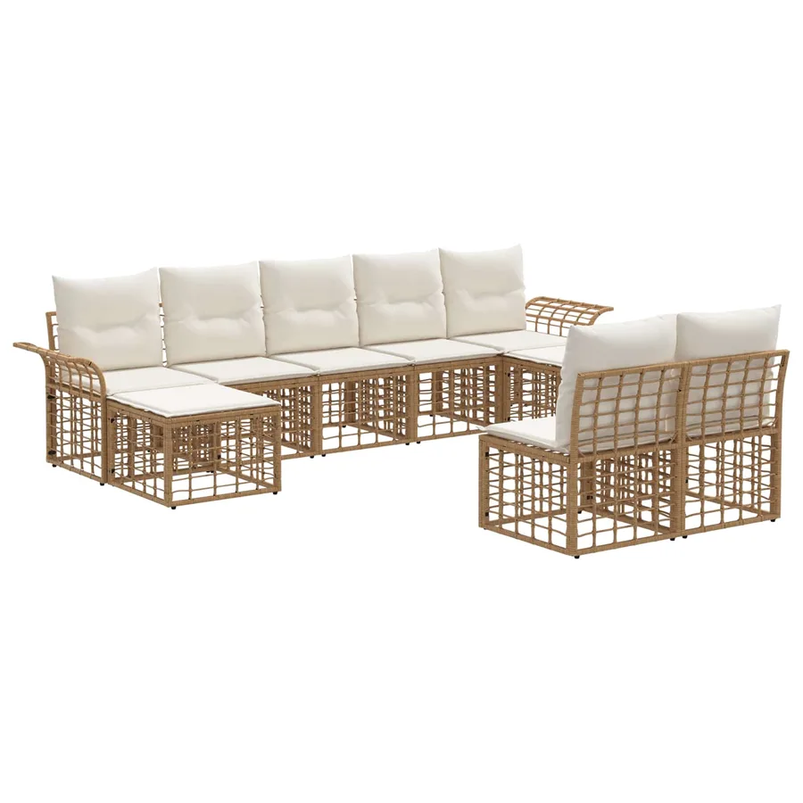 Ensemble de canapés d'extérieur 9 pcs Blanc Naturel et Crème - 2