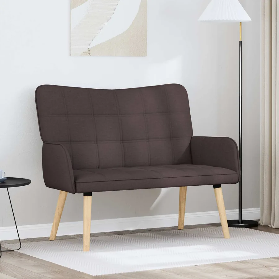 Sofa 2 places Marron foncé 115 x 61 x 87 cm Tissu