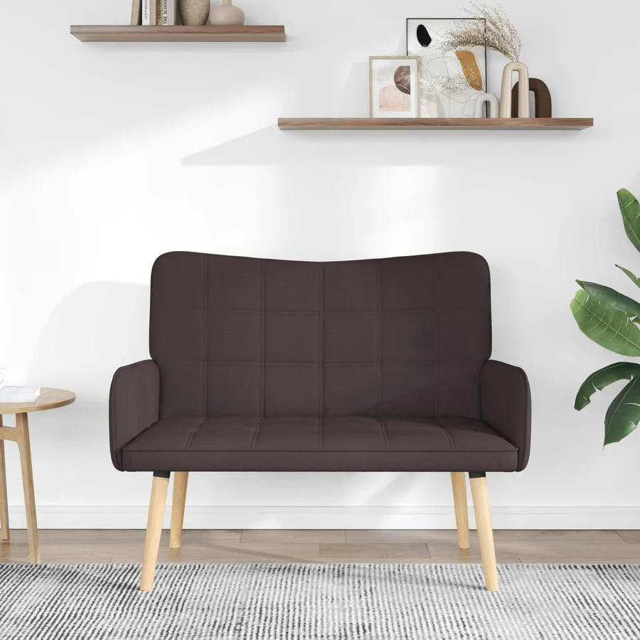 Sofa 2 places Marron foncé 115 x 61 x 87 cm Tissu - 3