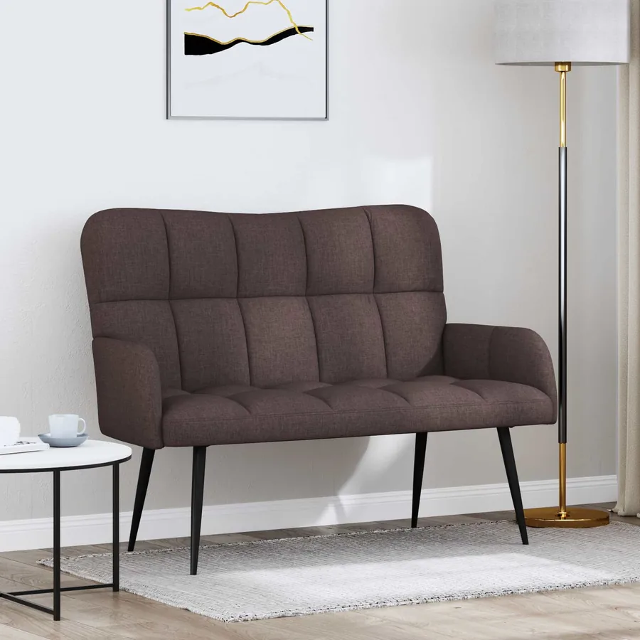 Sofa 2 places Marron foncé 115 x 61 x 87 cm Tissu