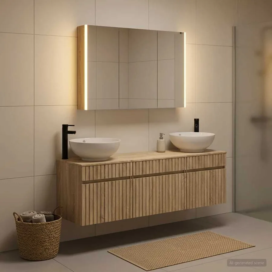 Ensemble d'armoire de salle de bain 4 pcs Chêne Sonoma