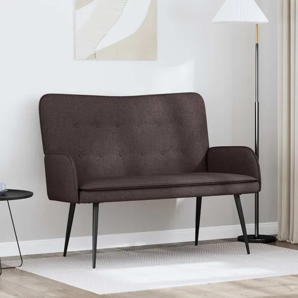 Sofa 2 places Marron foncé 115 x 61 x 87 cm Tissu