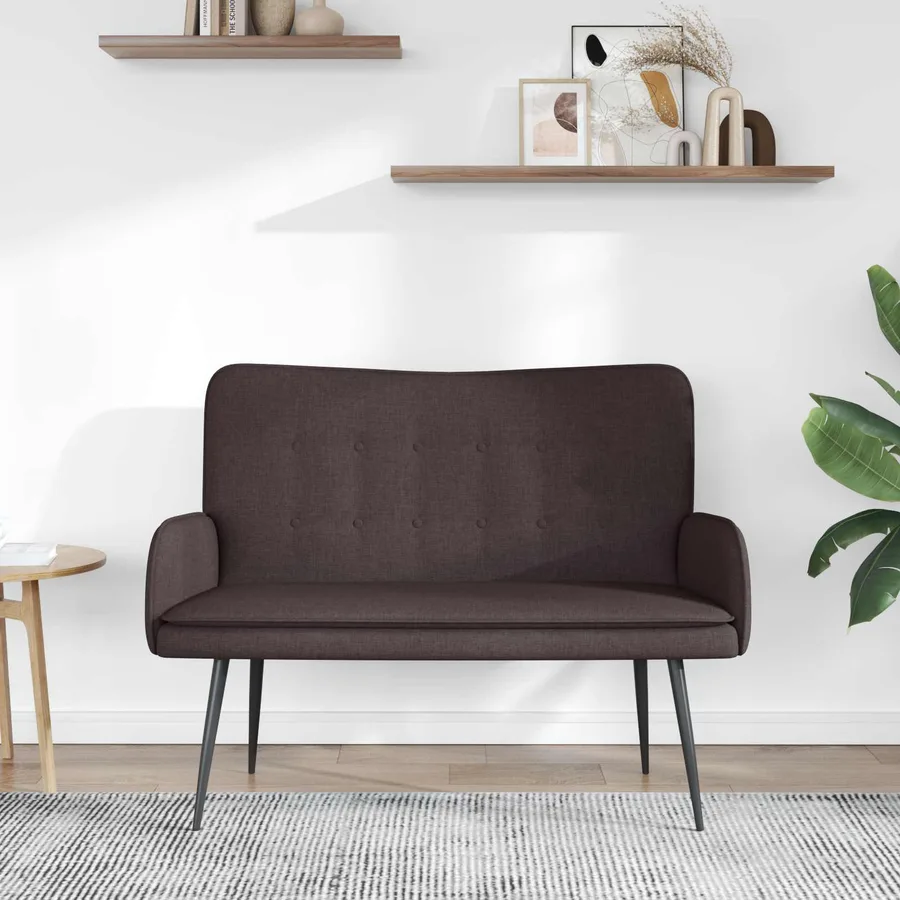Sofa 2 places Marron foncé 115 x 61 x 87 cm Tissu - 3