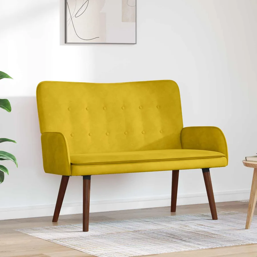 Sofa 2 places Jaune 115 x 61 x 87 cm Velours