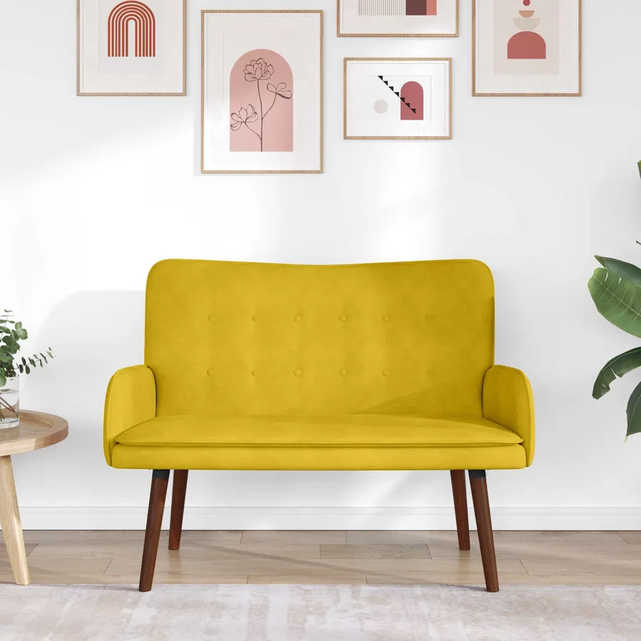 Sofa 2 places Jaune 115 x 61 x 87 cm Velours - 3