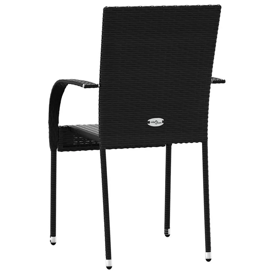 Chaises empilables d'extérieur lot de 4 Résine tressée Noir - 6